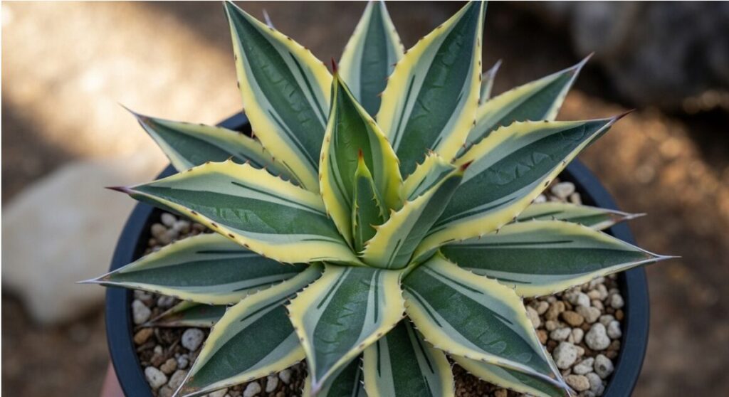 非常に希少なアガベ・ピンティラの斑入り（錦）個体