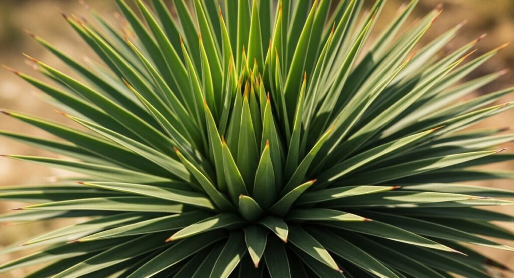 完璧な球体状に成長したアガベ・ストリクタ（吹上）のクローズアップ