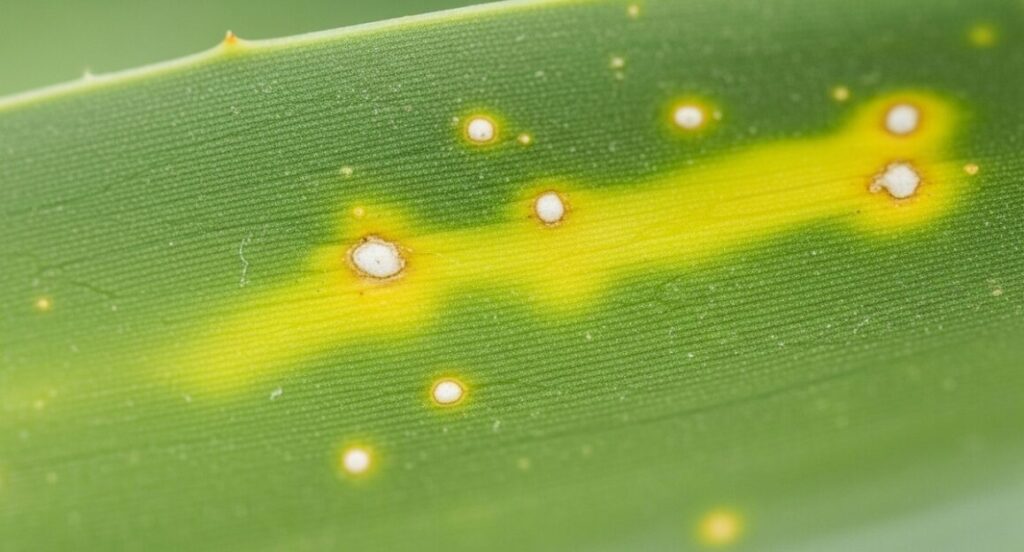 アガベの葉表面のクローズアップ