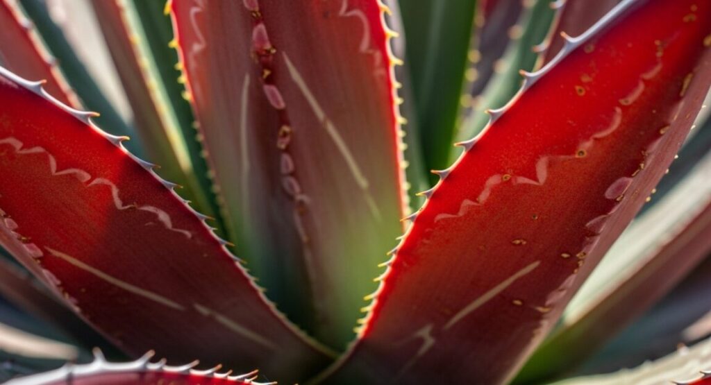 アガベの葉の表面を拡大したマクロ写真