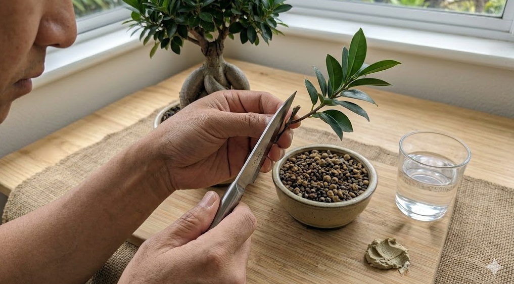ガジュマルの胴切り作業