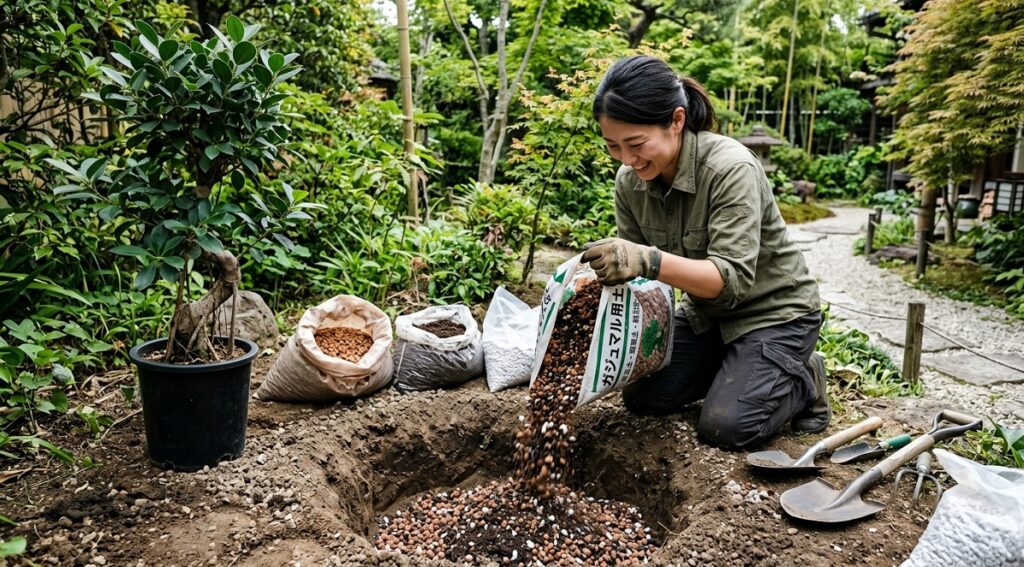 水はけの良い土を作る屋外の地植え手順