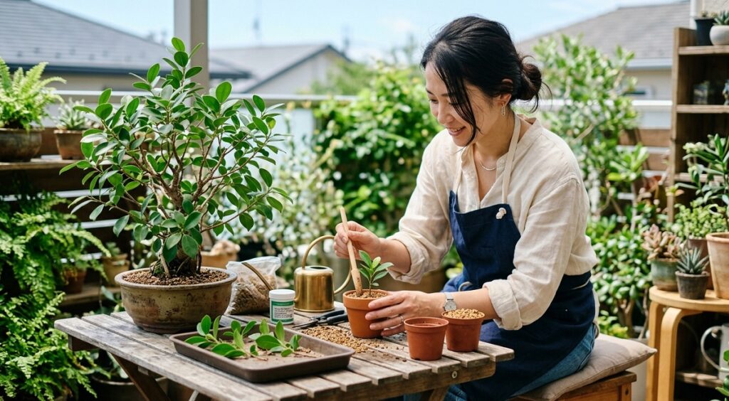 切り落とした瑞々しい挿し穂で行う挿し木のコツ